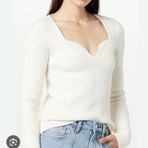 Elegant V-Neck White Sweater